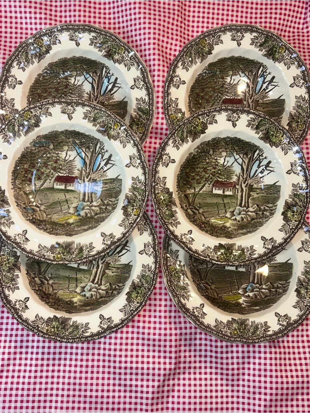 Mint Johnson Brothers Friendly Village Rim Soup Bowls (Set of 6)